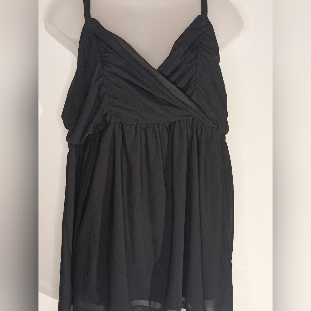 TORRID Black Witchy Vamp Party Sleeveless Top‎ with Gathered Bust"(#1,164)